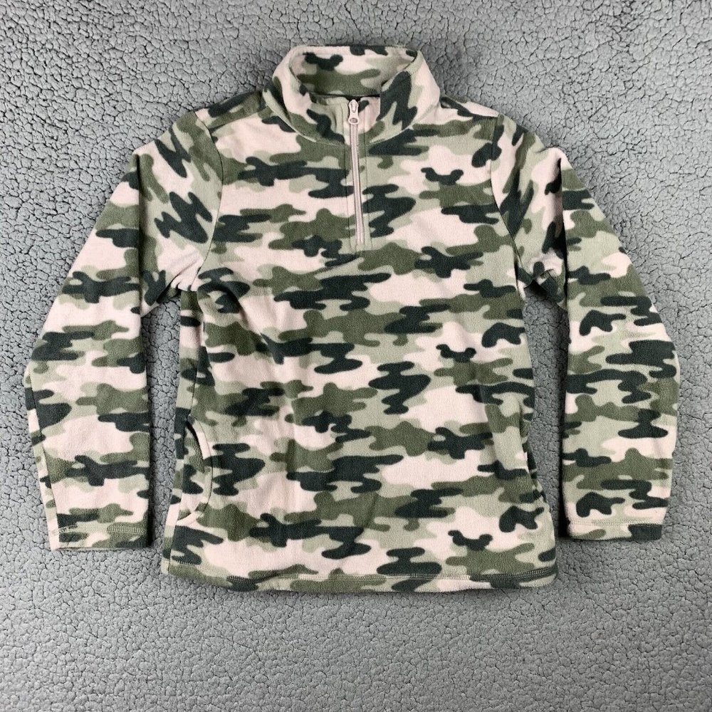 The Children's Place Camo Fleece Sweater 1/4 Zip Pullover Girls Size Large 10-12